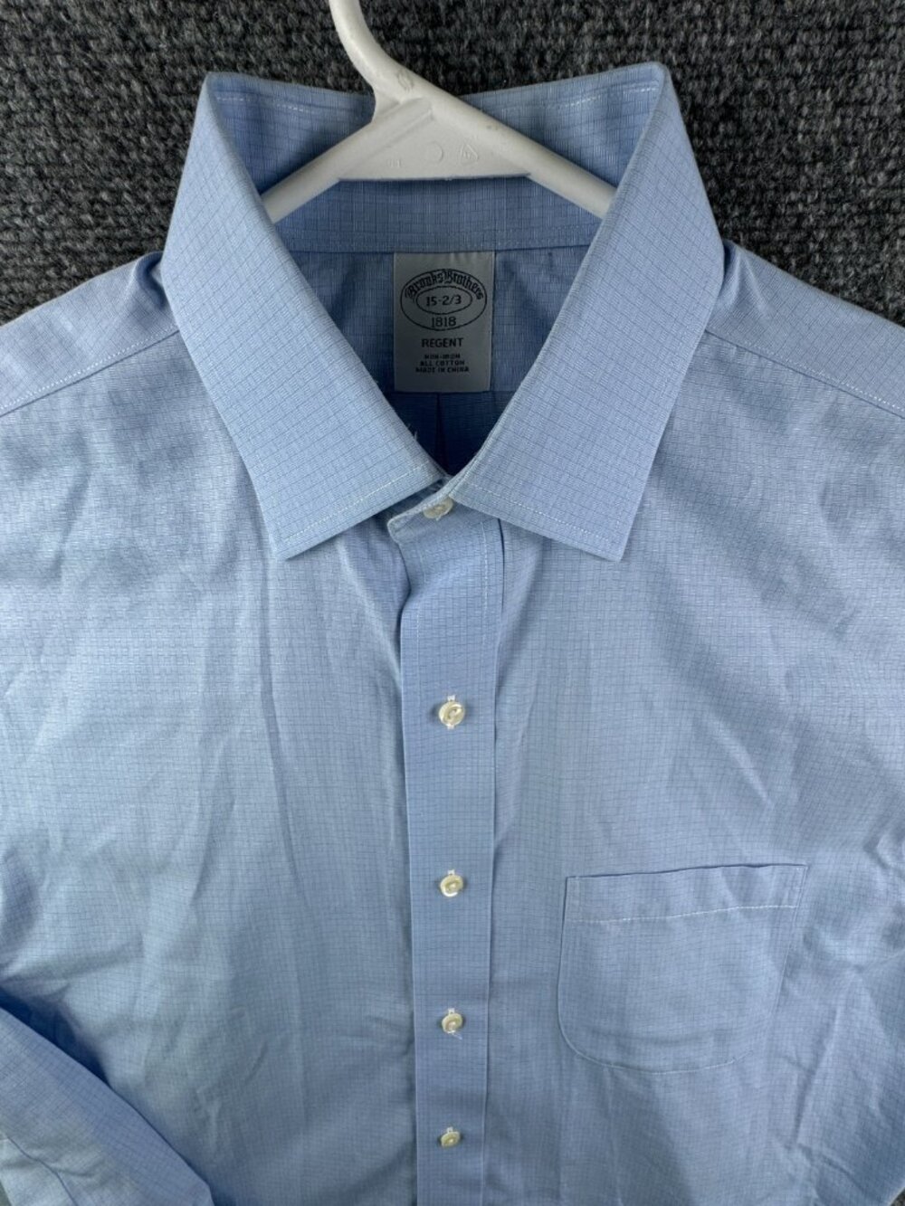 Brooks Brothers Button Up Shirt Long Sleeve Cotton 15 32/33 Regent Blue Check